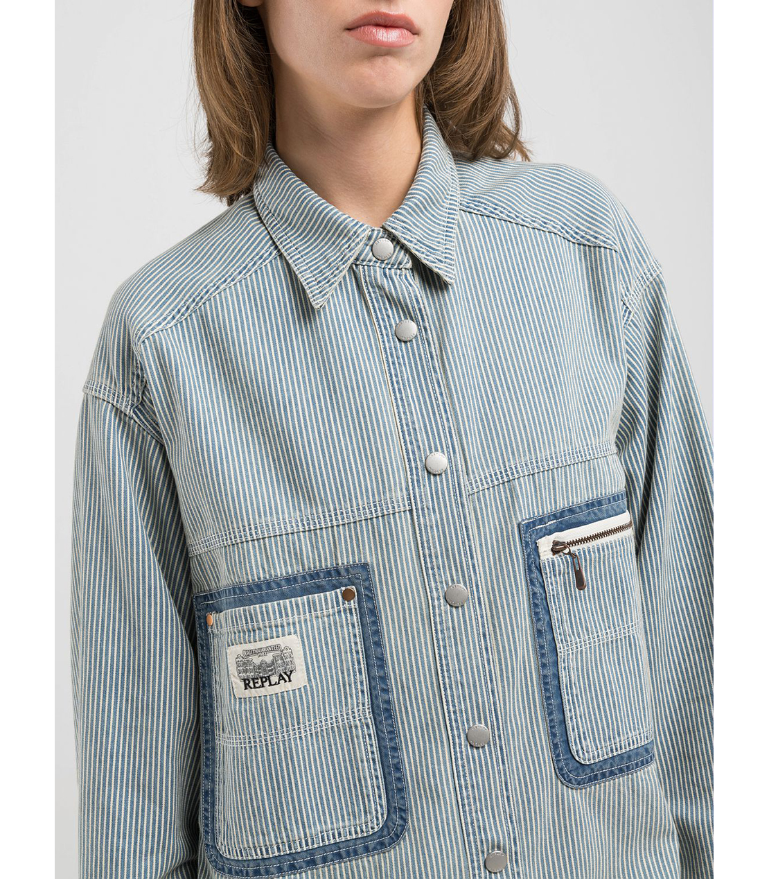 オーバーサイズストライプデニムシャツ 詳細画像 ブルー 5